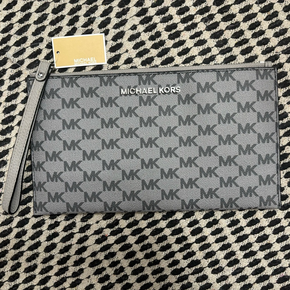 Michael Kors Gray Monogram wristlet